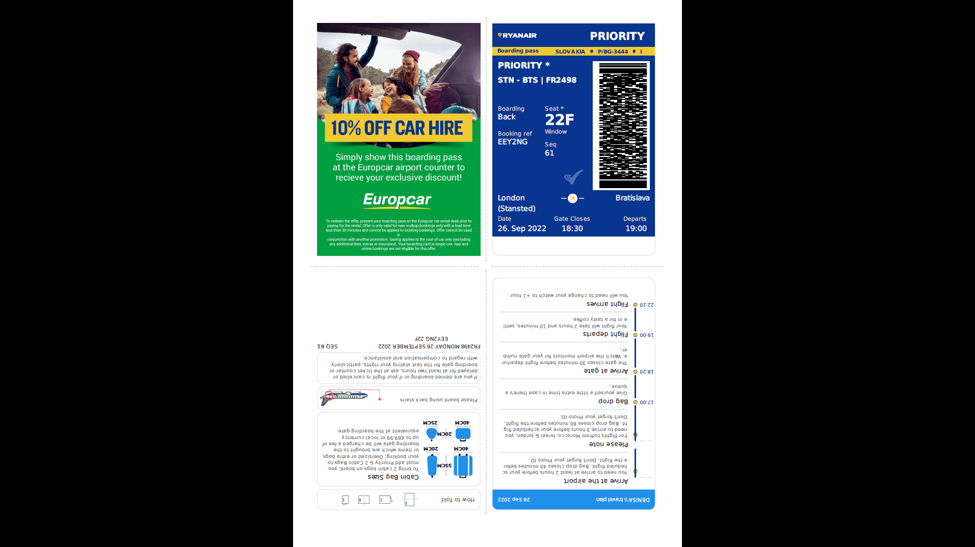Ryanair Online Check-In - palubná vstupenka (október 2022)